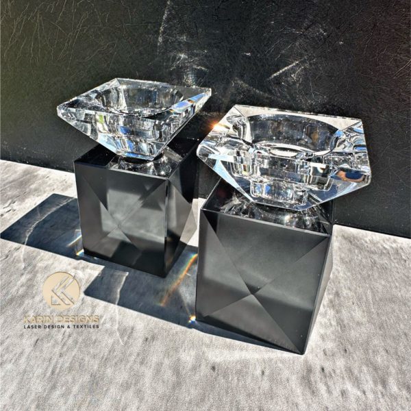 Candlesticks - Black Crystal Elegant