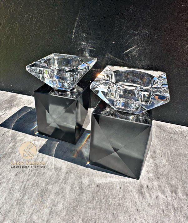 Candlesticks - Black Crystal Elegant